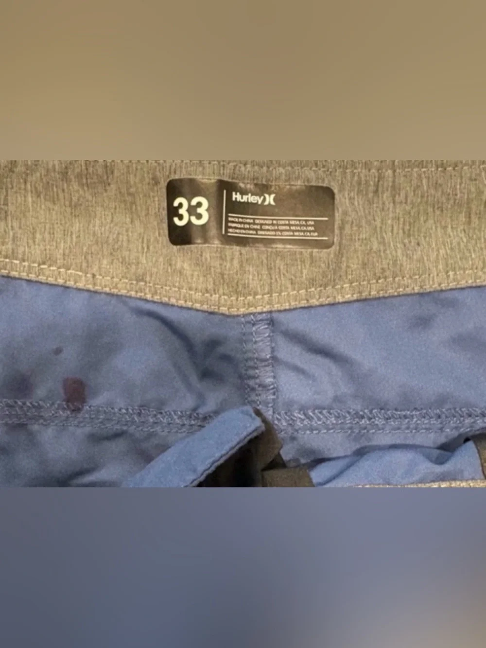Hurley Men’s Blue Board Shorts Size 33 Surf Swim Trunks Classic